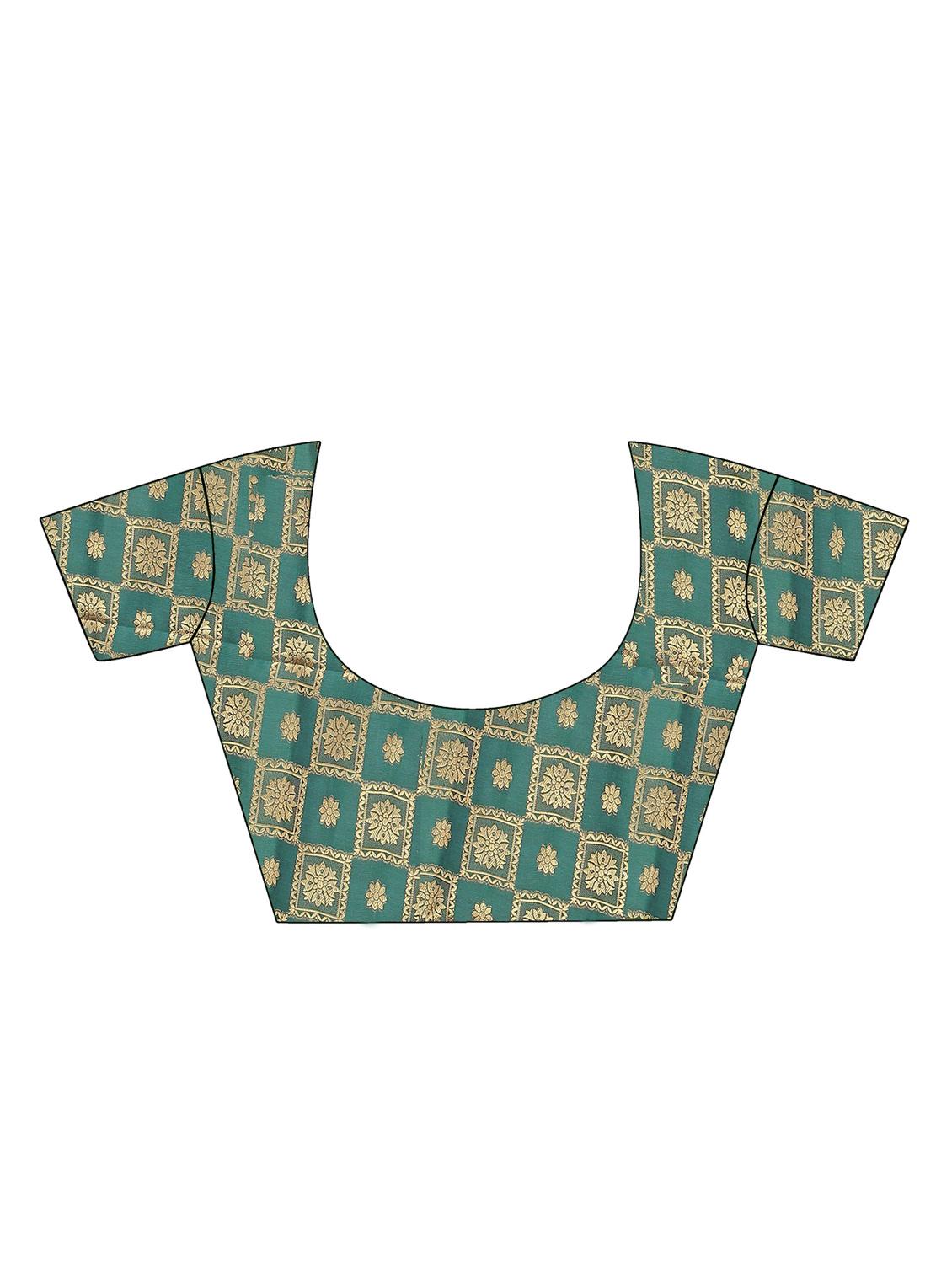 dark green self design banarasi saree with blouse - 20178591 - Standard Image - 2