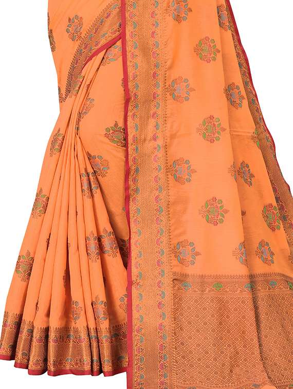 women's self design orange colored saree with blouse - 20178617 -  Standard Image - 2