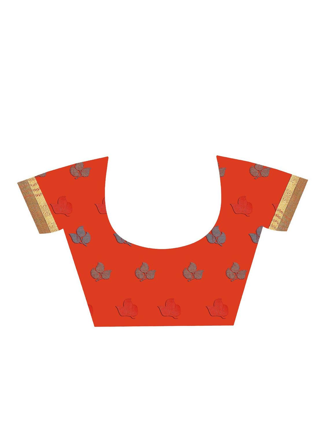 orange self design woven saree with blouse - 20178623 - Standard Image - 2