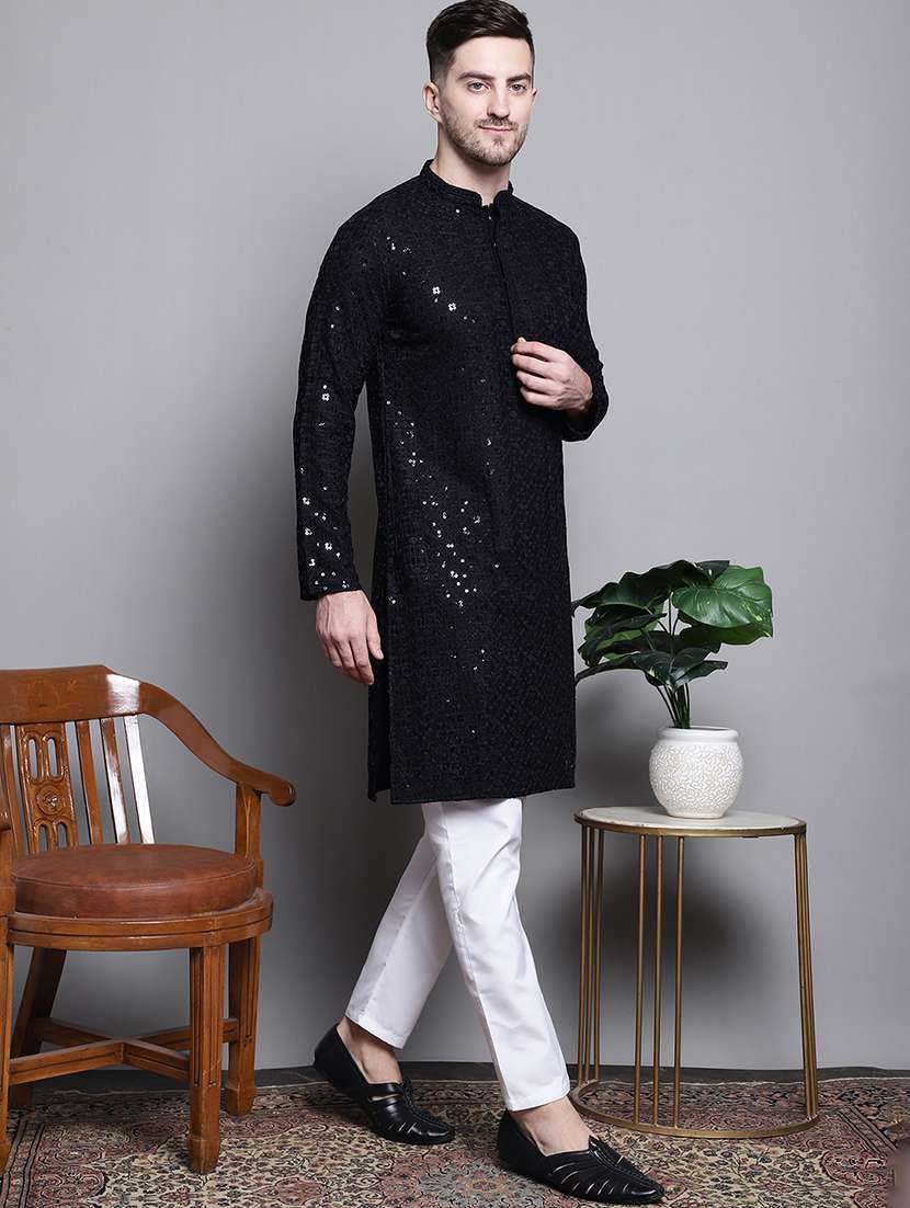 men embroidered long kurta - 20182038 -  Standard Image - 2