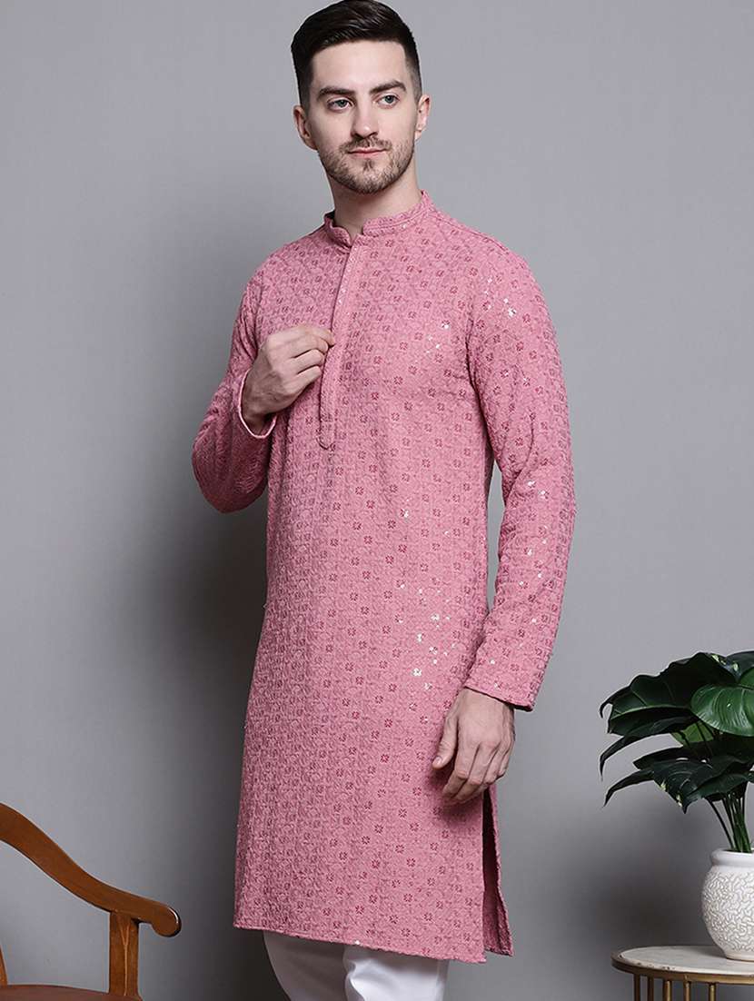men embroidered long kurta