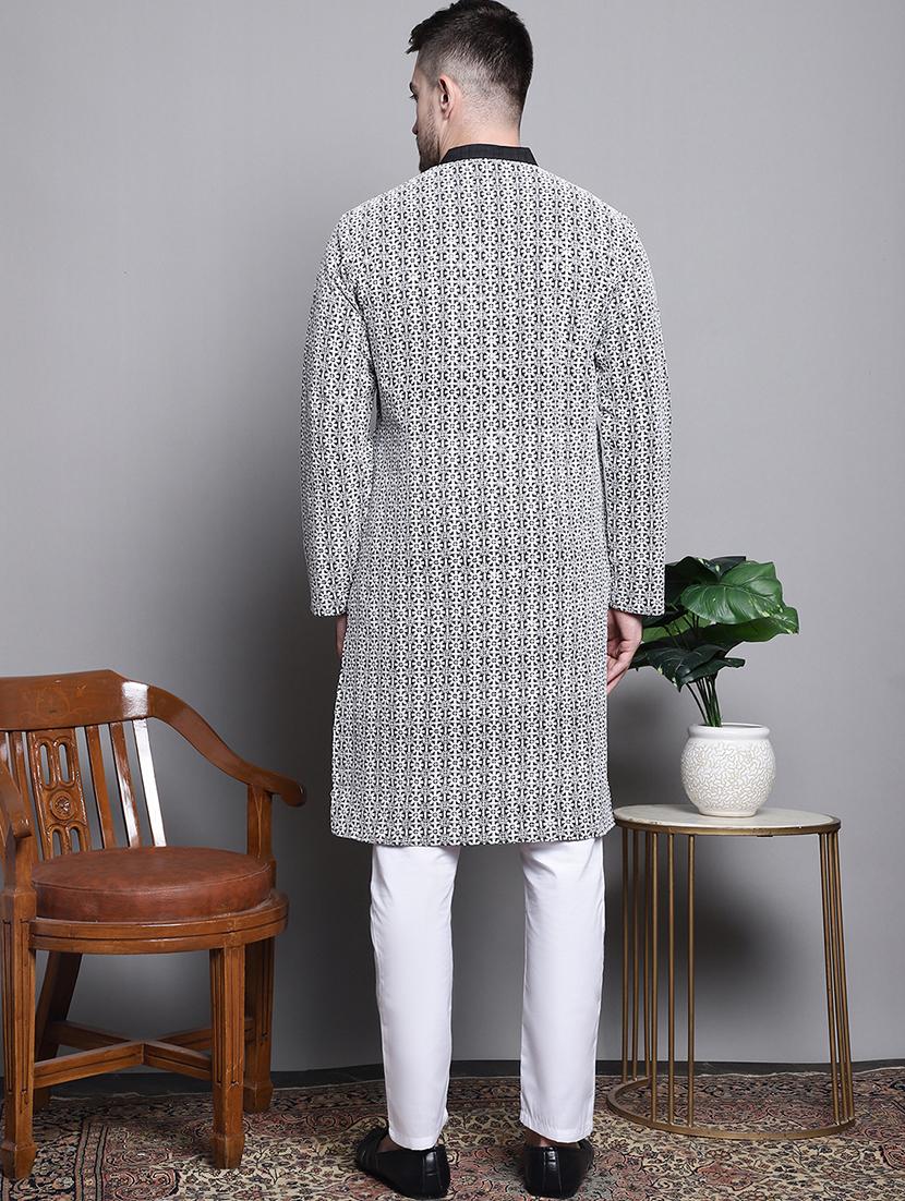 sequin embroidered pure cotton kurta with pyjamas - 20182066 - Standard Image - 2
