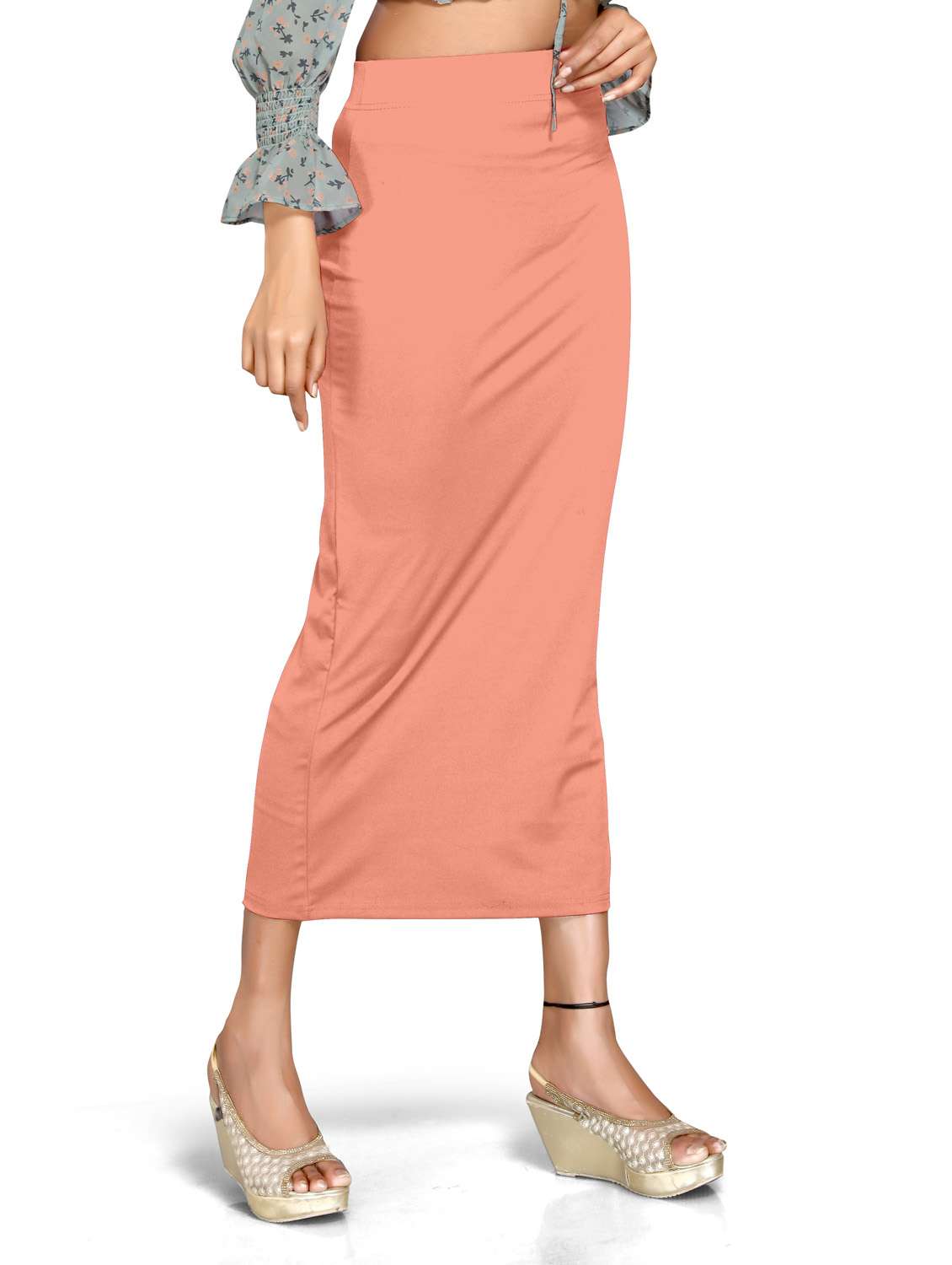 solid side slit saree shapewear - 20182802 -  Standard Image - 2