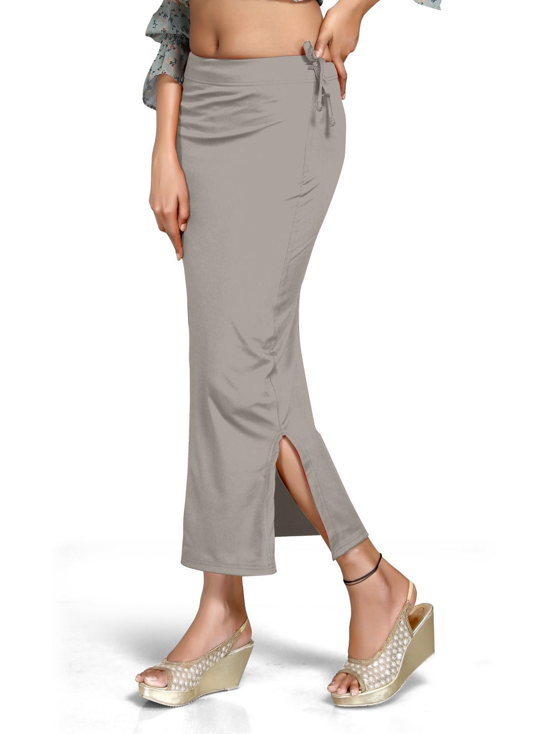 solid side slit saree shapewear - 20182813 - Standard Image - 2