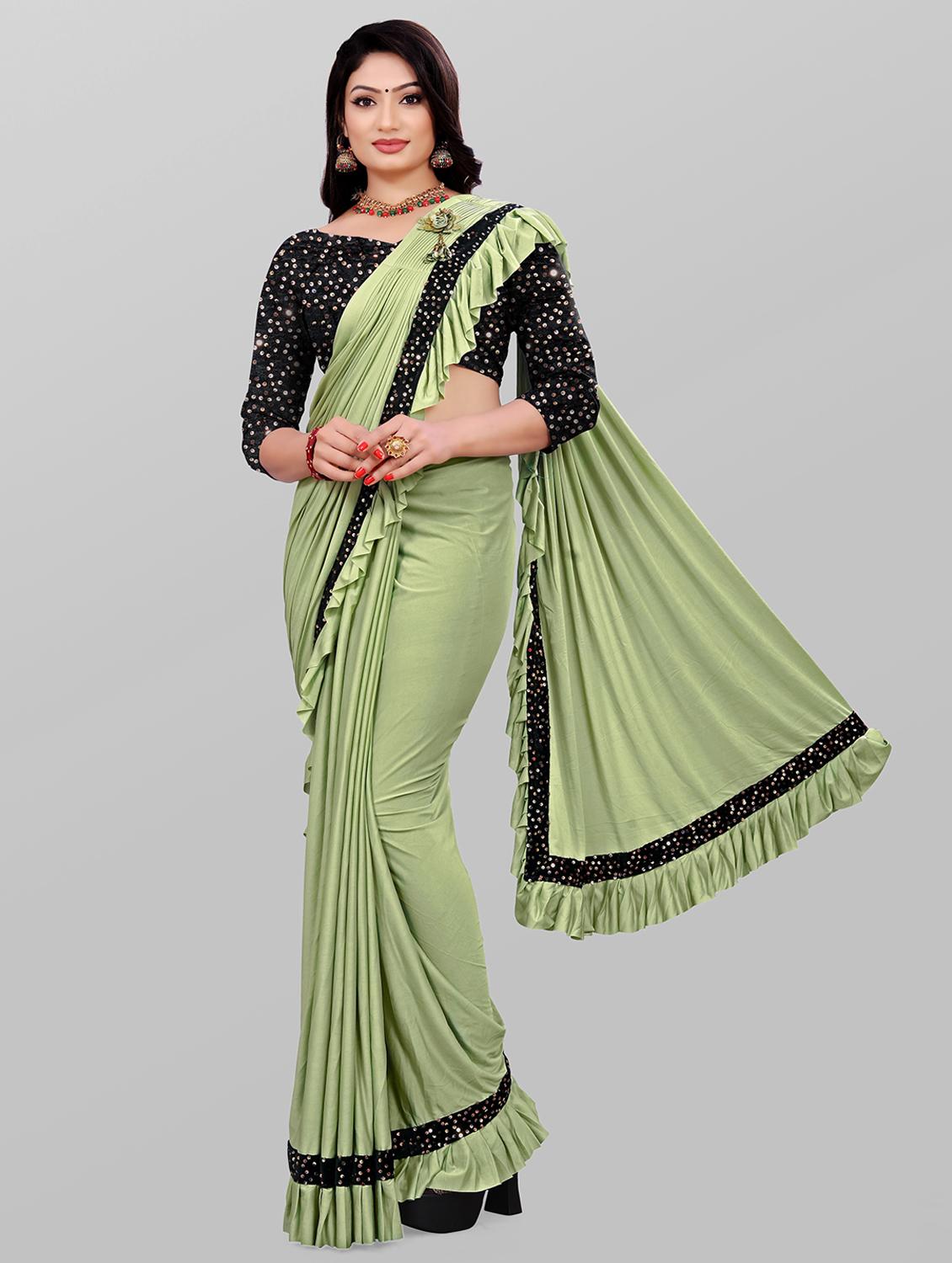 women's bordered royal blue colored saree with blouse - 20183619 - Zoom Image - 0