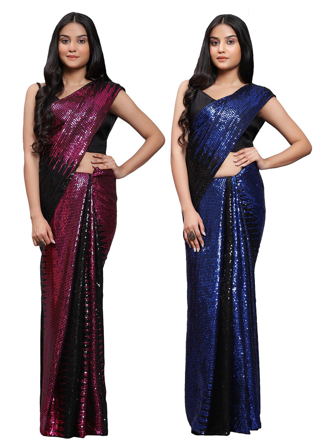 women pack of 2 party wear combo sarees with blouse - 20183656 - Zoom Image - 0