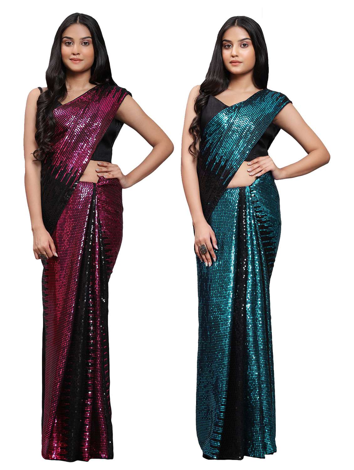 women pack of 2 party wear combo sarees with blouse - 20183696 - Zoom Image - 0