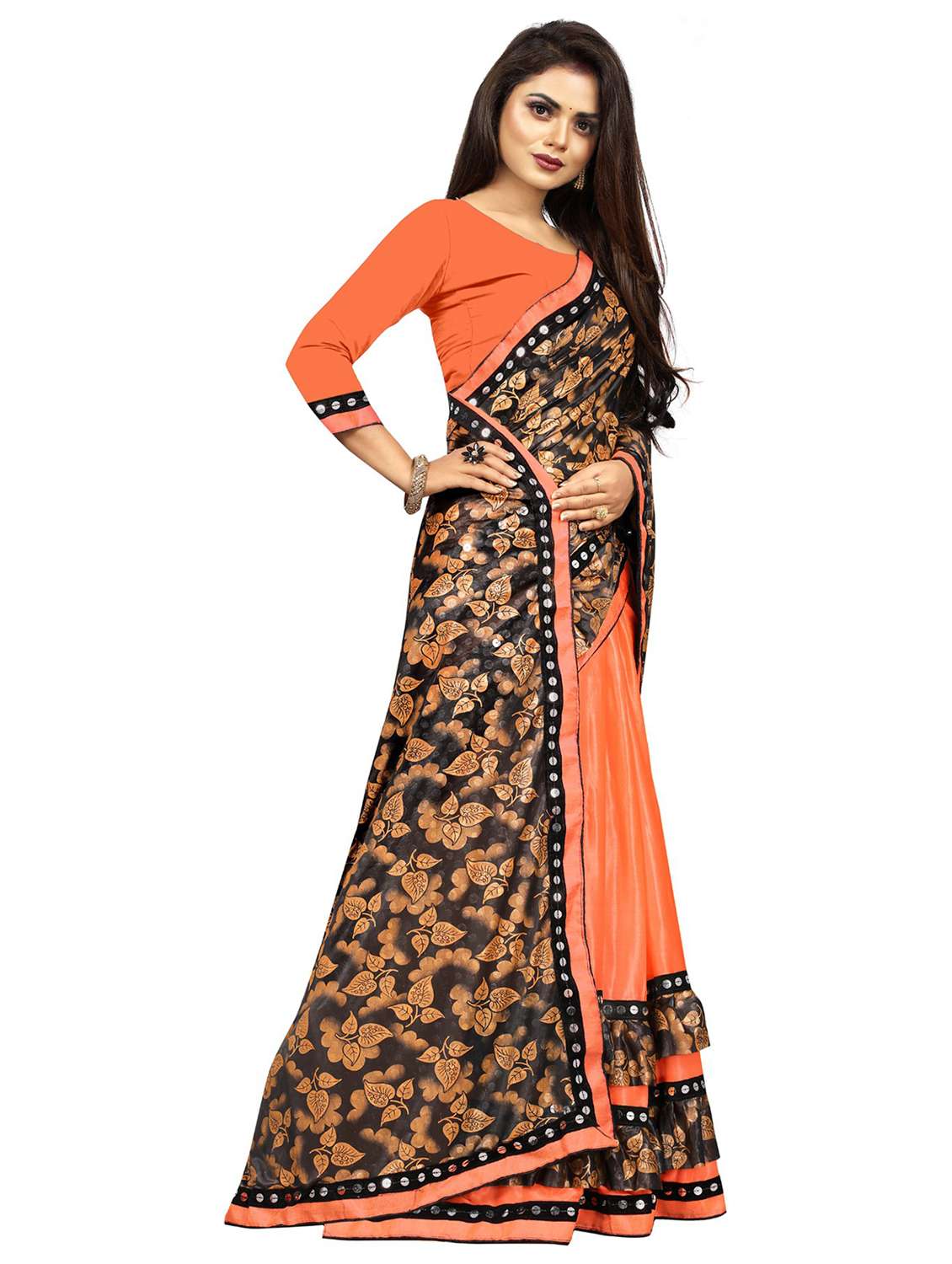 women's self design orange colored saree with blouse - 20183715 -  Standard Image - 2