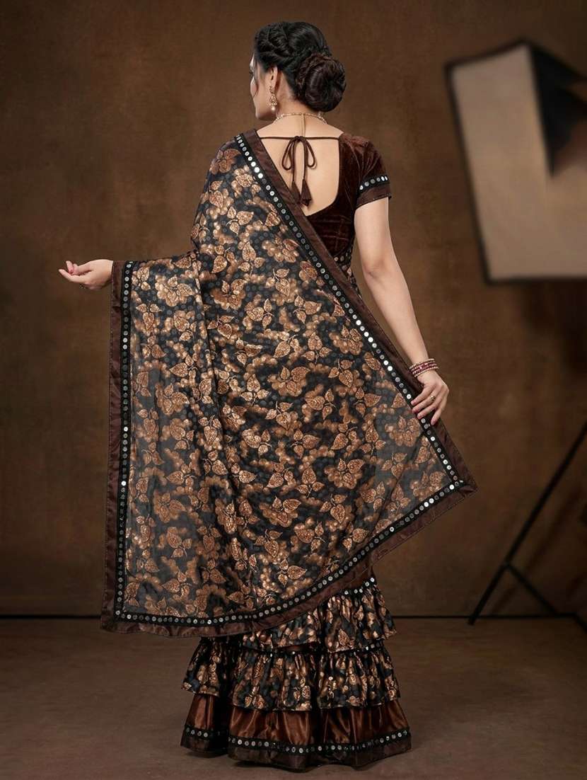 women's self design brown colored saree with blouse - 20183717 -  Standard Image - 2