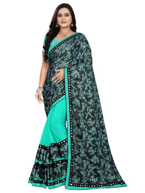 women's printed light blue colored saree with blouse - 20183729 -  Standard Image - 0