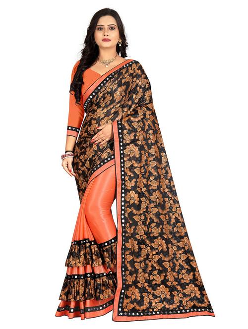 women's self design orange colored saree with blouse - 20183756 - Standard Image - 0