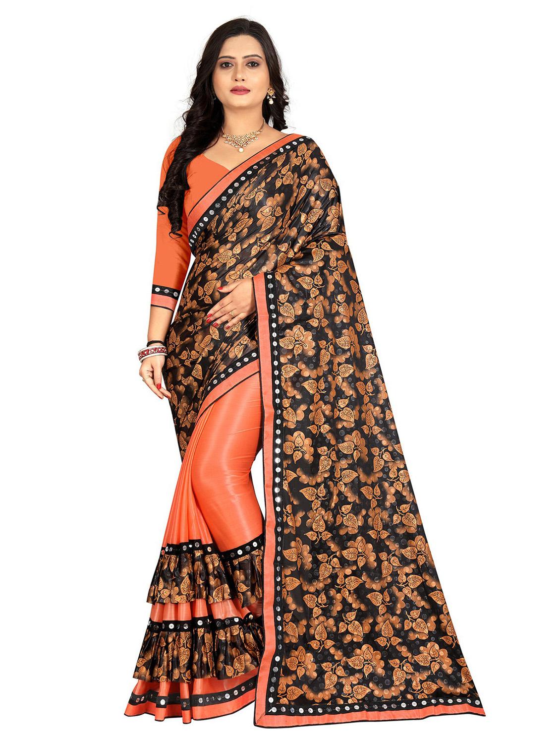 women's self design orange colored saree with blouse - 20183756 - Zoom Image - 0