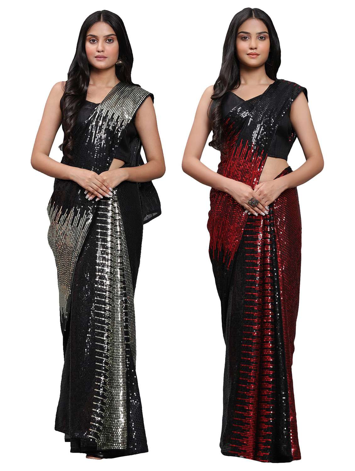 women pack of 2 party wear combo sarees with blouse