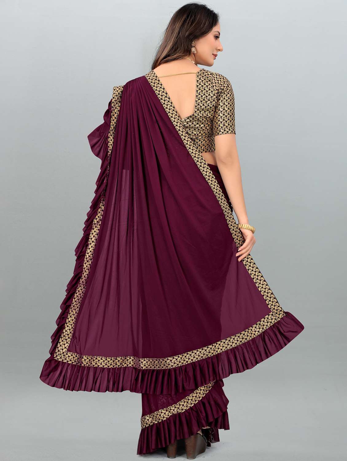 women's bordered magenta colored saree with blouse - 20183903 -  Standard Image - 2