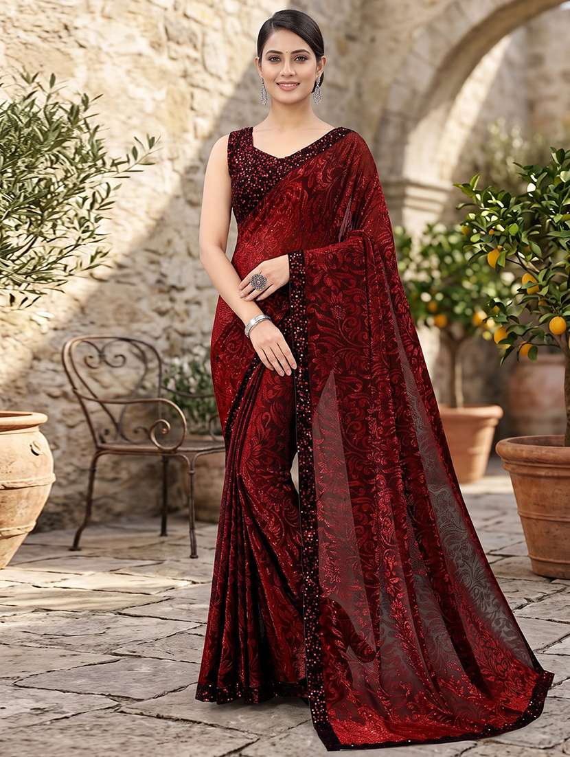 women's embroidered saree with blouse