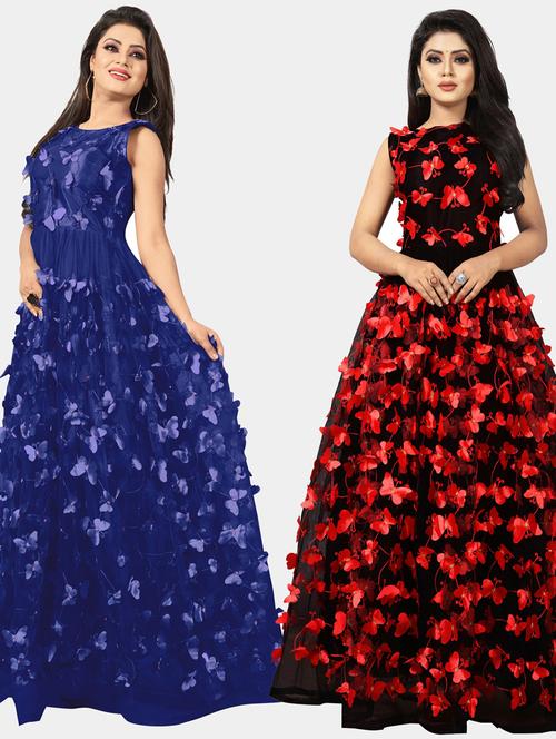pack of 2 self design semi-stitched gown  - 20184267 -  Standard Image - 0