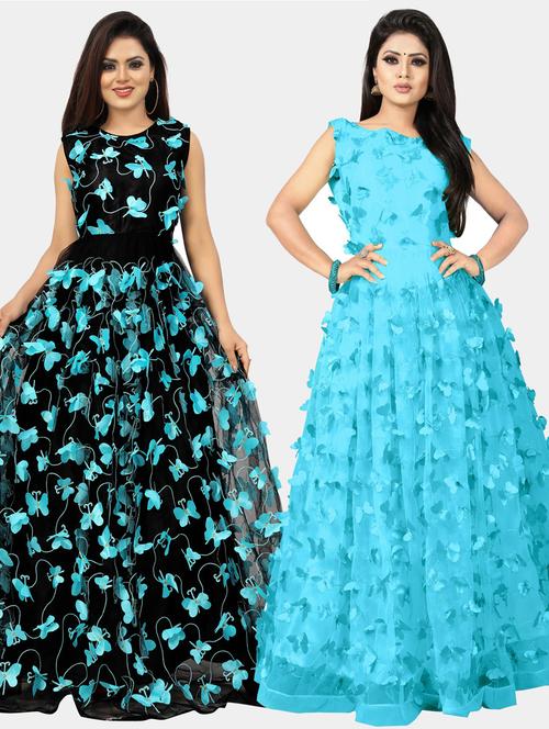 pack of 2 self design semi-stitched gown - 20184270 - Standard Image - 0