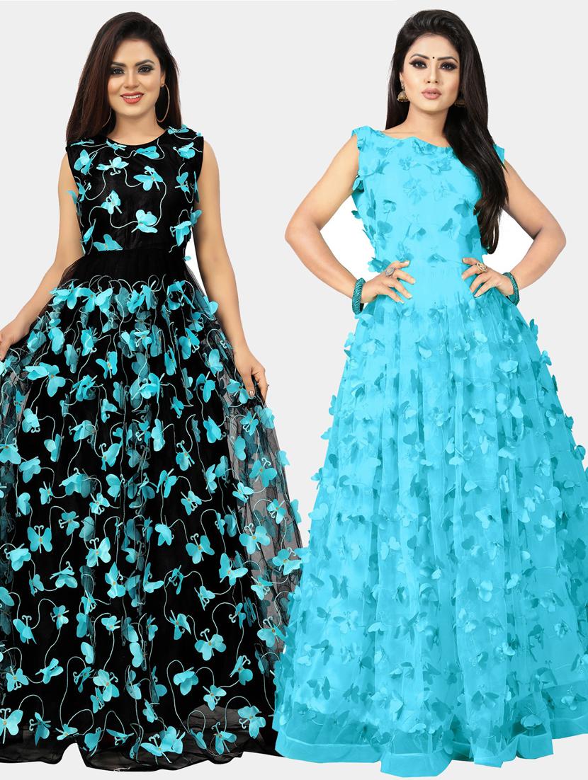 pack of 2 self design semi-stitched gown - 20184270 - Zoom Image - 0