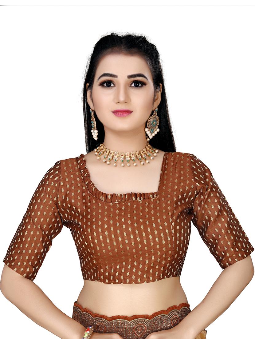 peach self design woven saree with blouse - 20184391 - Standard Image - 2