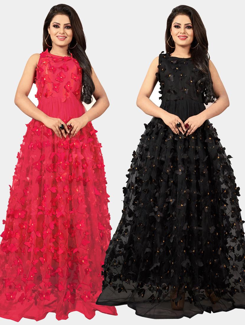 pack of 2 self design semi-stitched gown  - 20184420 -  Zoom Image - 0