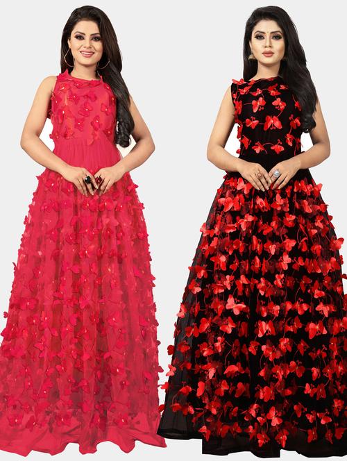 pack of 2 self design semi-stitched gown  - 20184424 -  Standard Image - 0