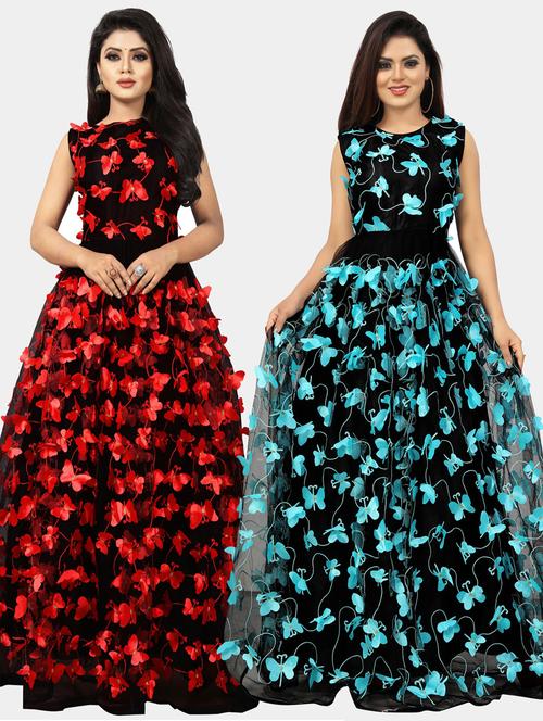 women pack of 2 round neck gown - 20184445 - Standard Image - 0