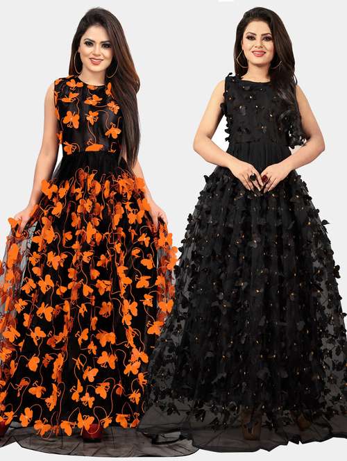 pack of 2 self design a-line gowns - 20184458 -  Standard Image - 0