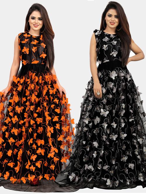 pack of 2 self design a-line gowns - 20184466 -  Standard Image - 0