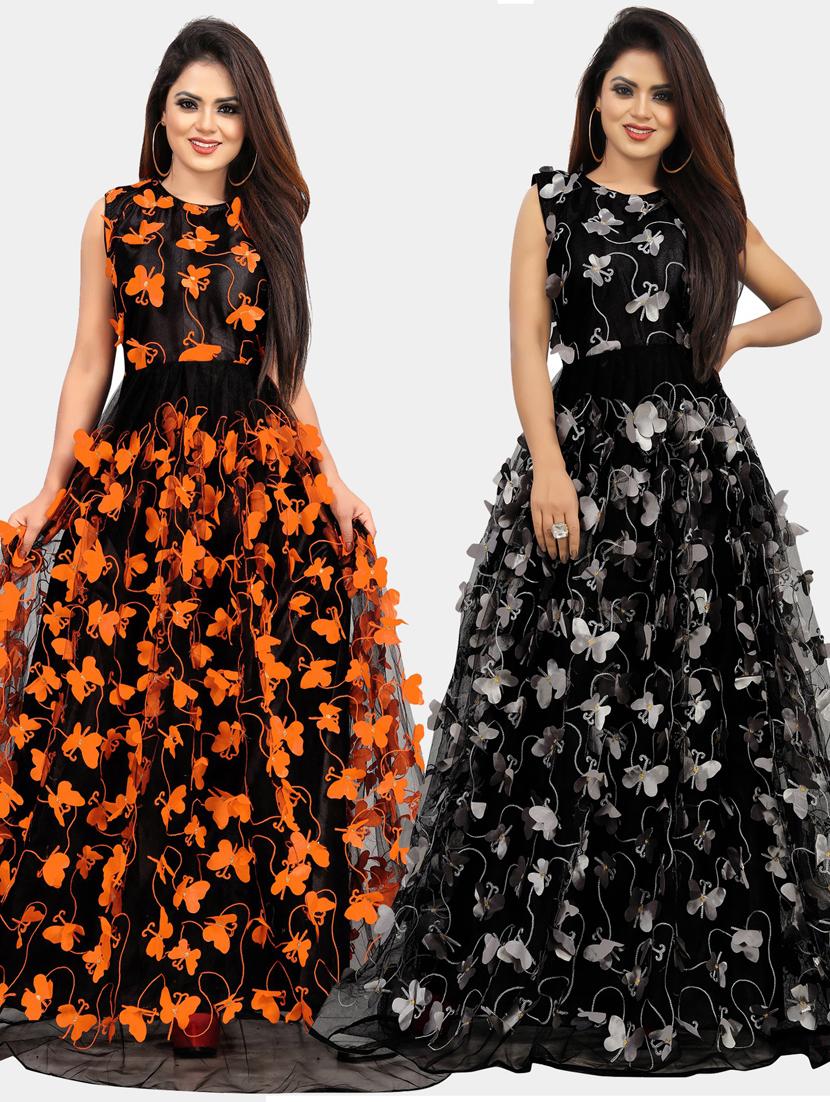 pack of 2 self design a-line gowns - 20184466 -  Zoom Image - 0