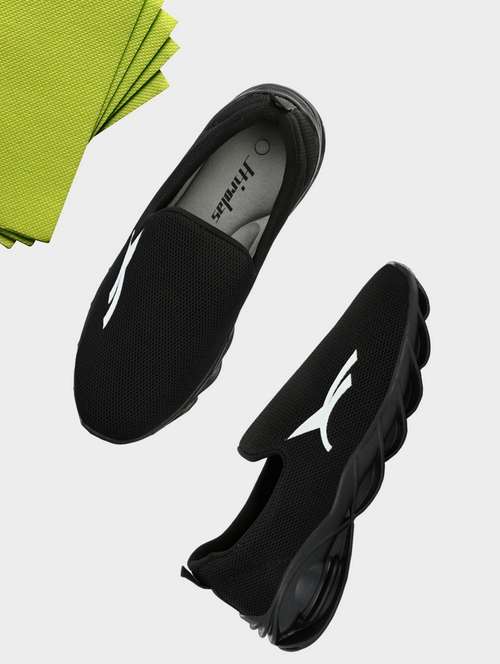 black mesh slip on sports shoes - 20184520 -  Standard Image - 0