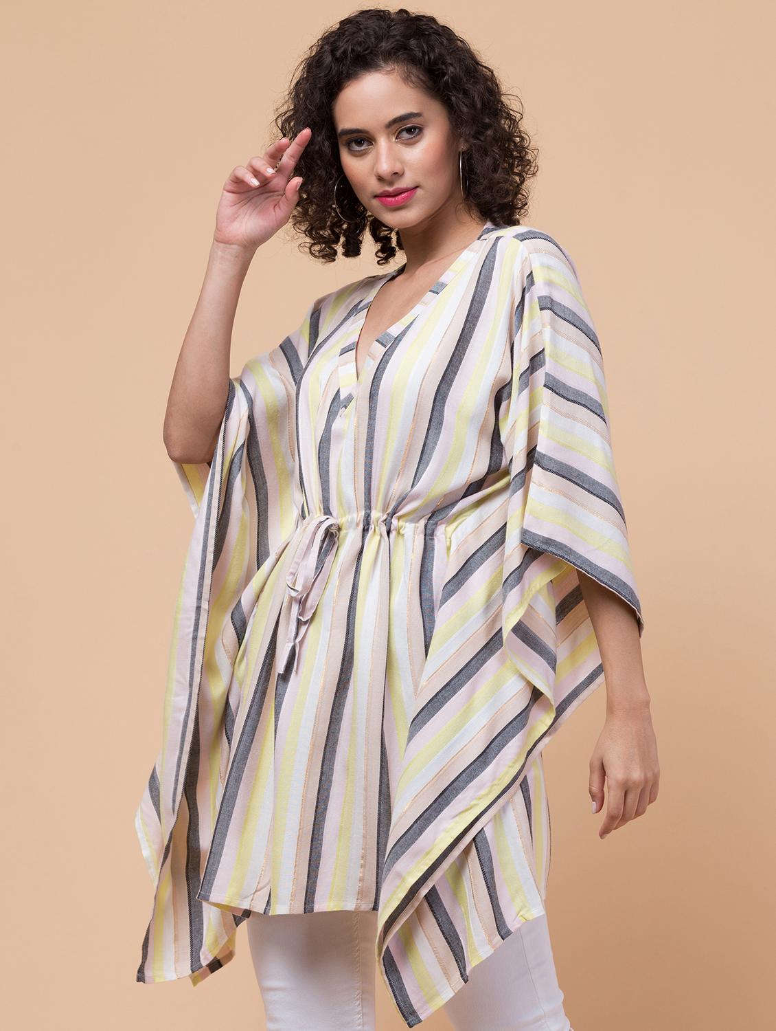 v-neck striped tunic kaftan - 20184728 - Standard Image - 2