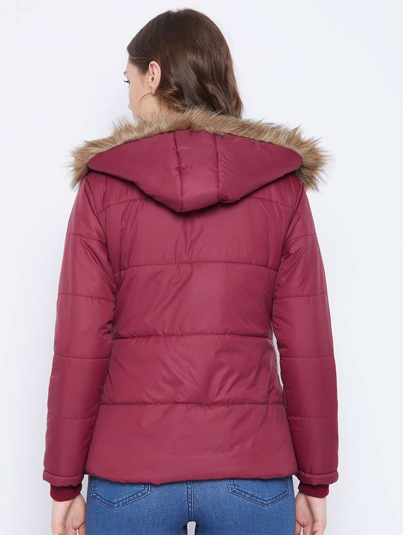 hooded neck solid quilted jacket  - 20184738 -  Standard Image - 2