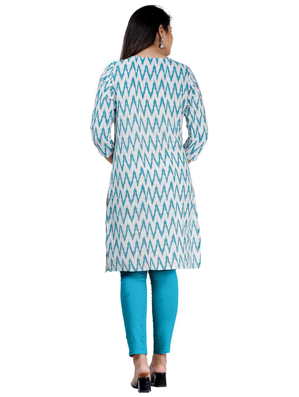 white cotton blend straight kurta - 20187413 - Standard Image - 2