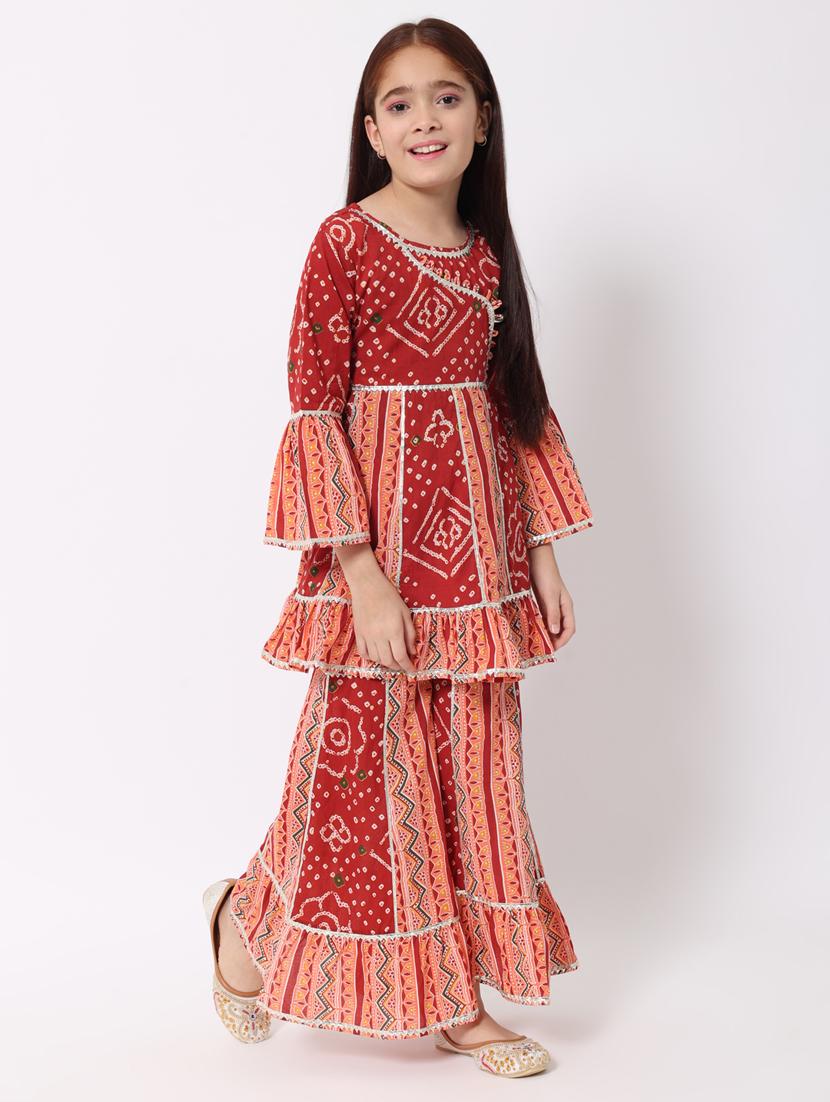 bandhani kurta sharara set - 20188063 - Standard Image - 2