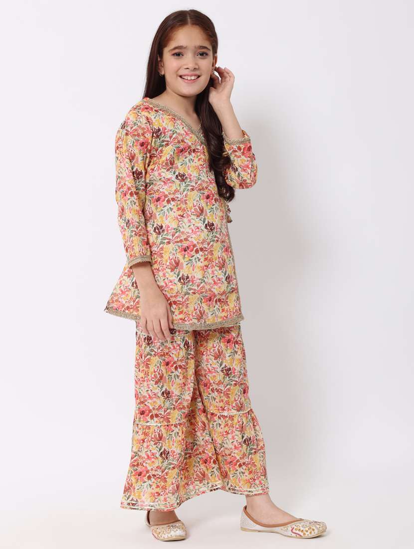 girls multi color printed kurta sharara set - 20188064 -  Standard Image - 2