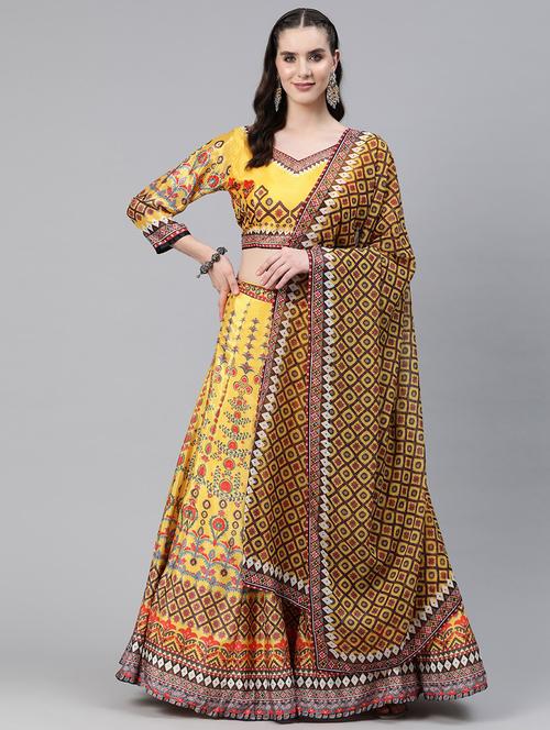 printed flared lehenga choli set with dupatta  - 20188101 -  Standard Image - 0