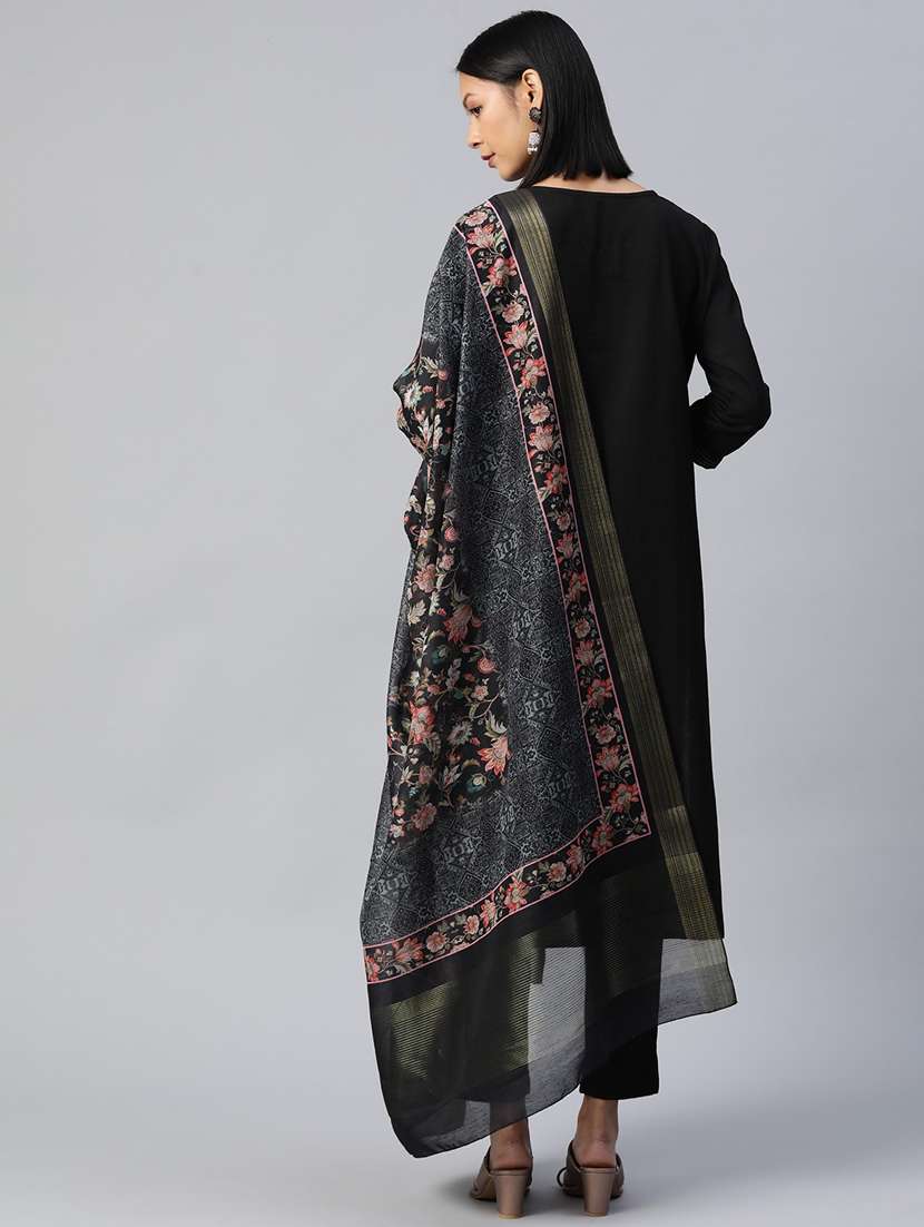 women three quarter sleeve kurta pant with dupatta set - 20188128 -  Standard Image - 2