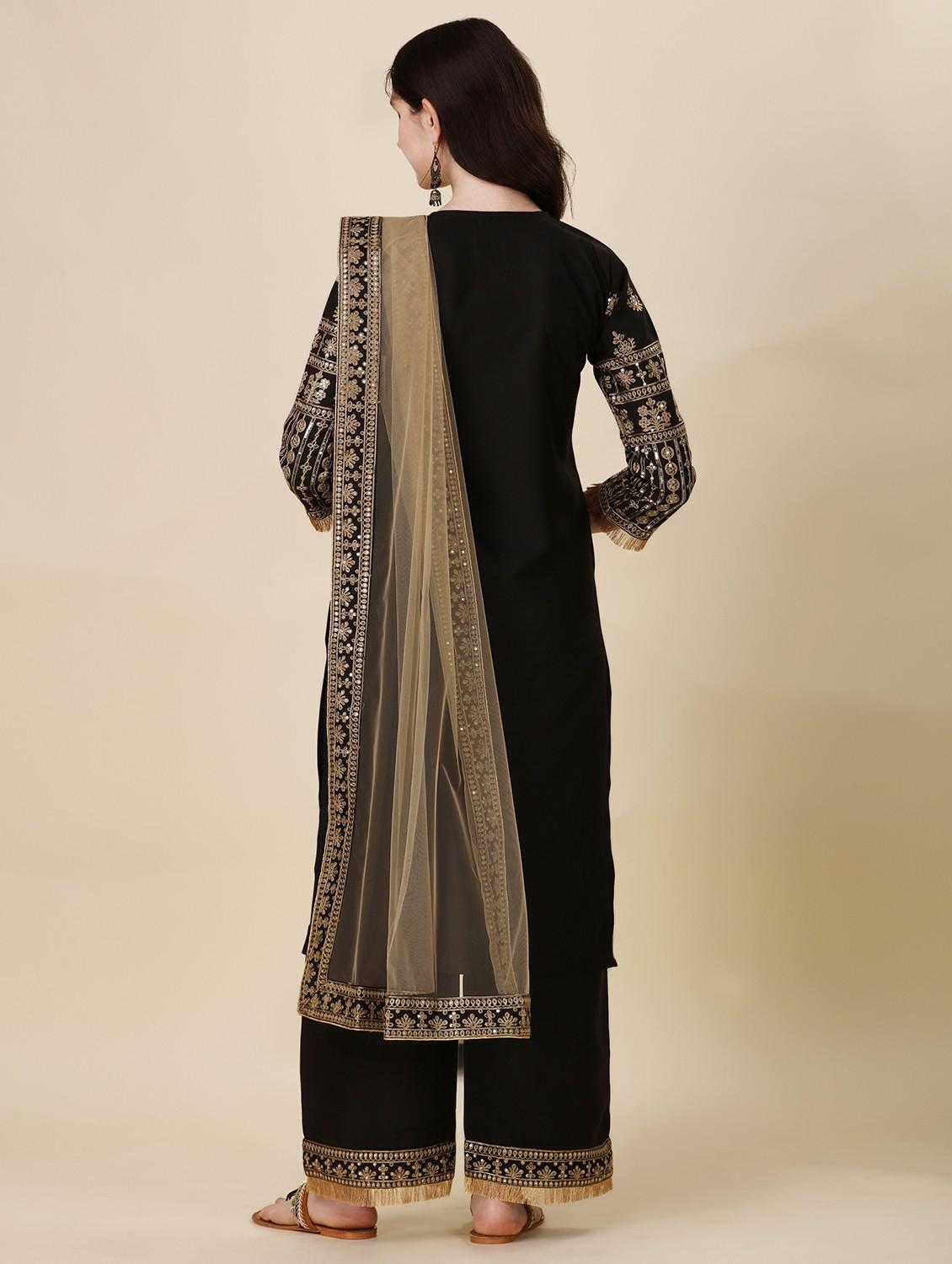 embroidered kurta palazzo set with dupatta - 20188720 - Standard Image - 2