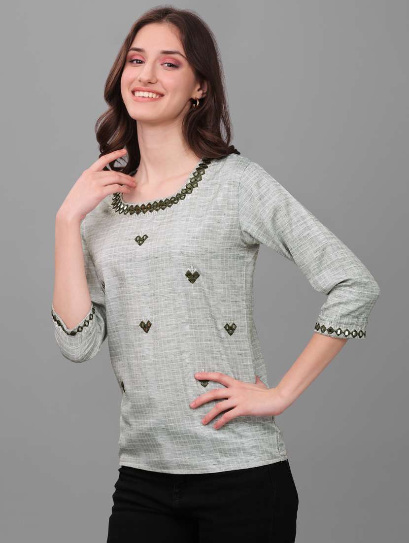 women's straight round neck top - 20188927 -  Standard Image - 2