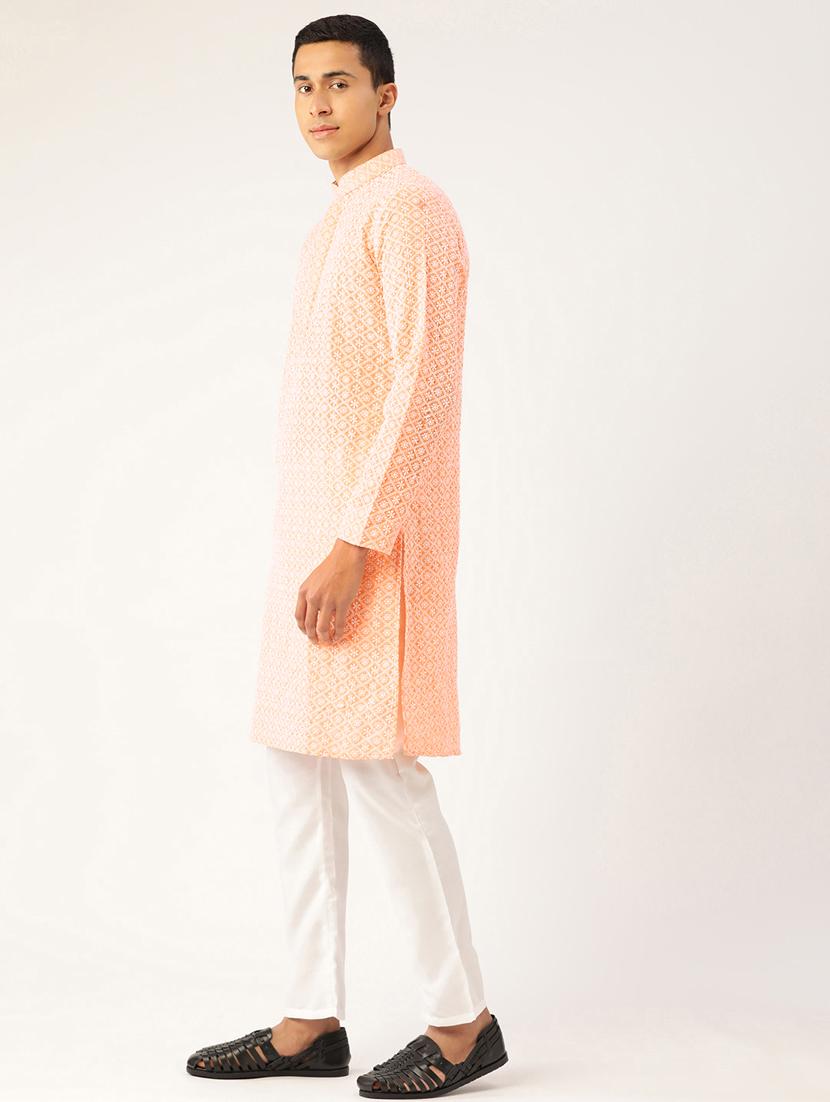 men's embroidered cotton kurta - 20189242 - Standard Image - 2