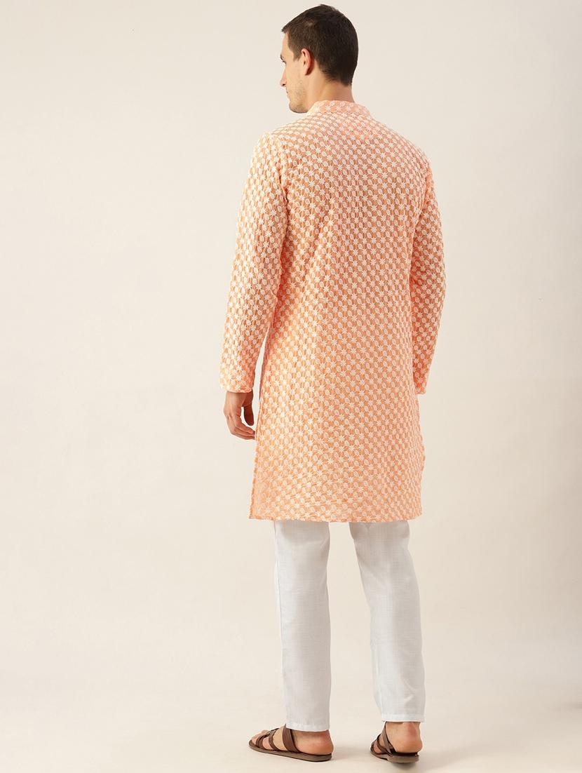 men's embroidered cotton kurta - 20189250 - Standard Image - 2