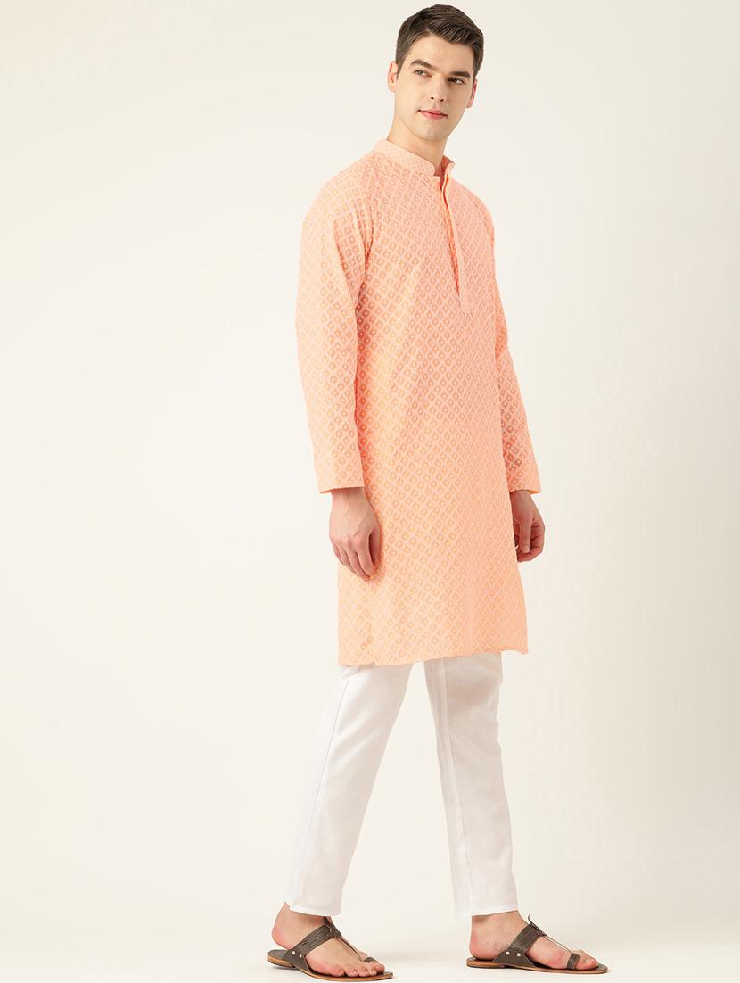 men's embroidered cotton kurta - 20189257 - Standard Image - 2