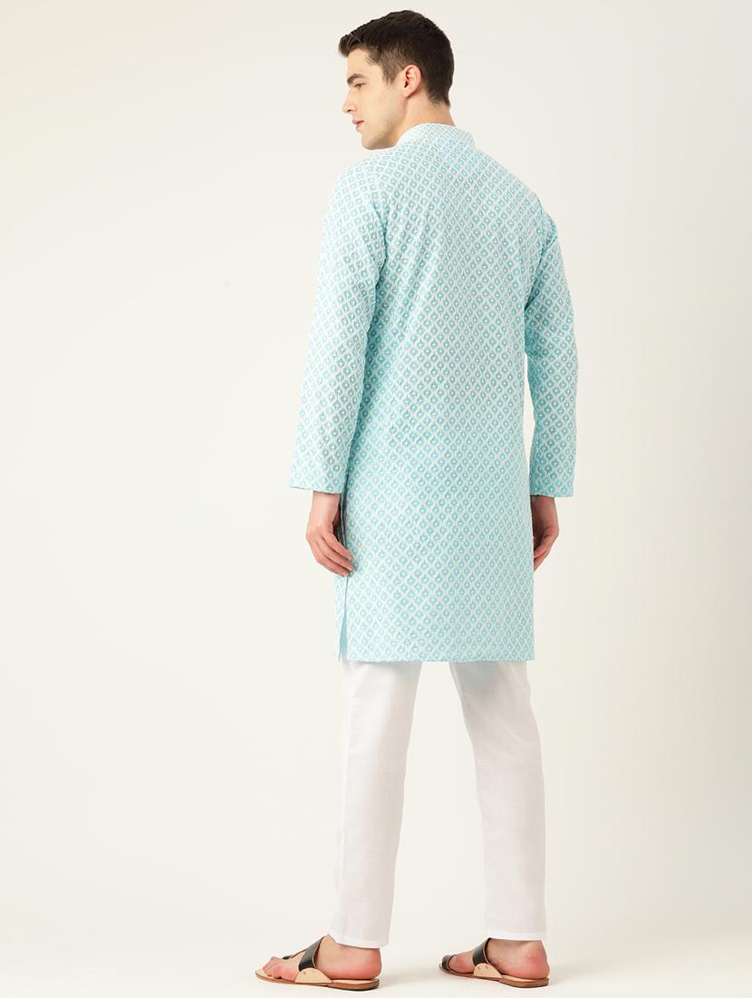 men's embroidered cotton kurta - 20189260 - Standard Image - 2