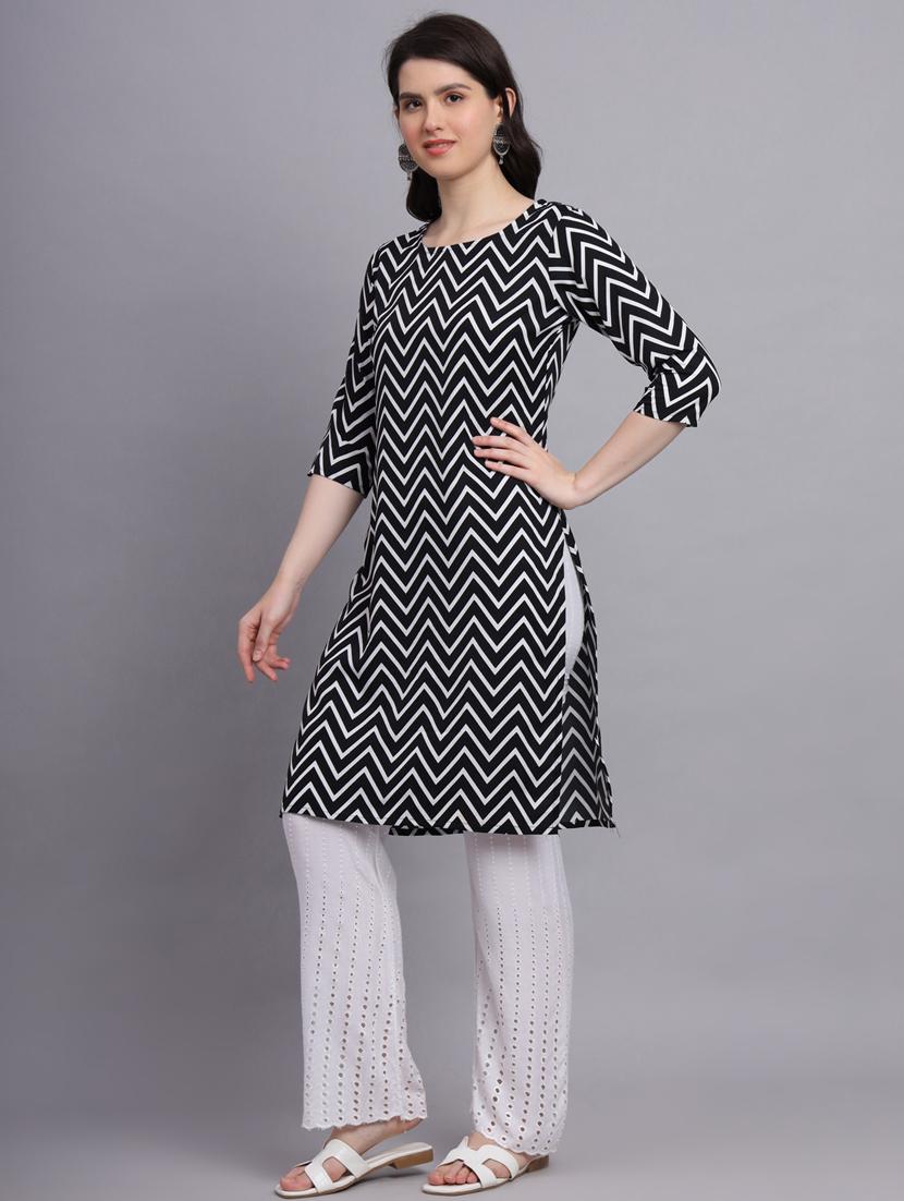 chevron printed straight kurti - 20189270 - Standard Image - 2