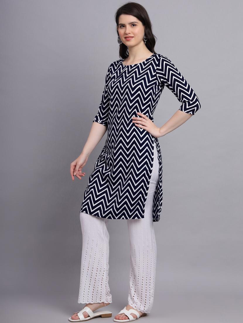 chevron printed straight kurti - 20189271 - Standard Image - 2