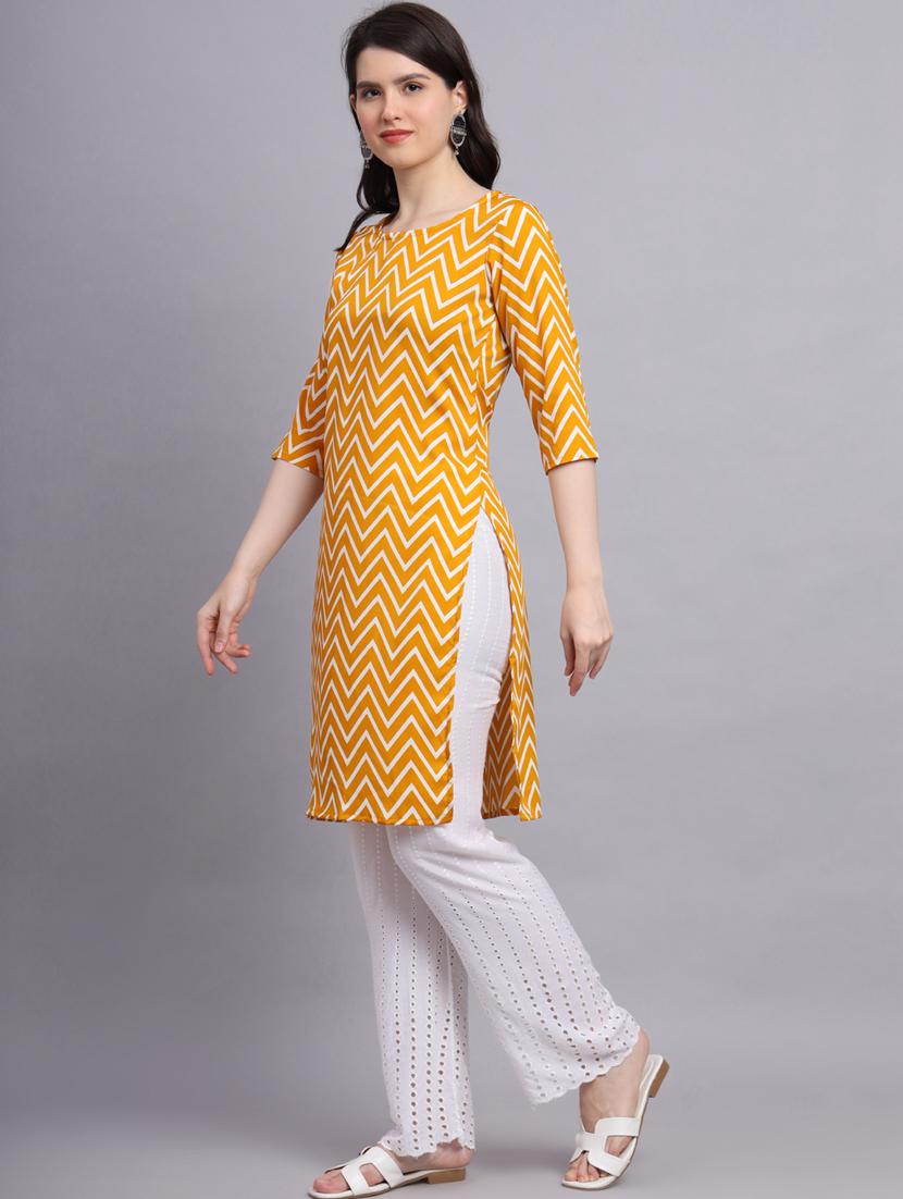 chevron printed straight kurti - 20189272 - Standard Image - 2