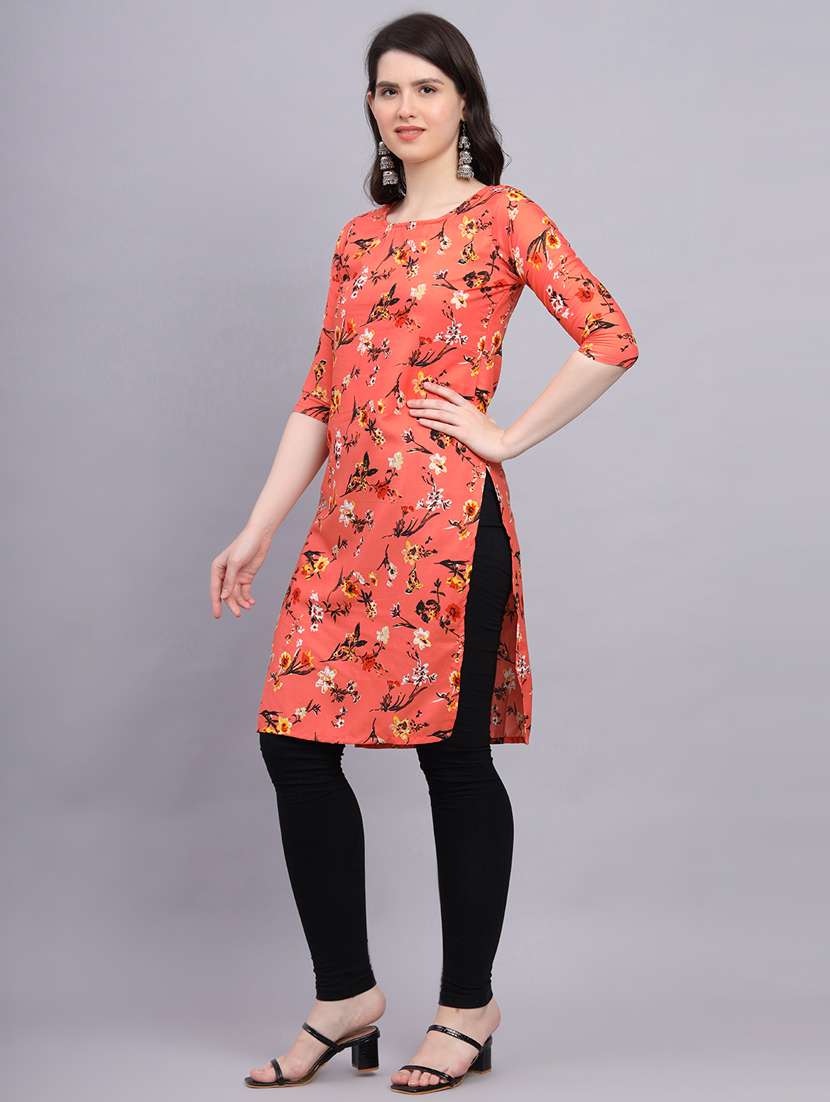 round neck printed straight kurti - 20189277 -  Standard Image - 2