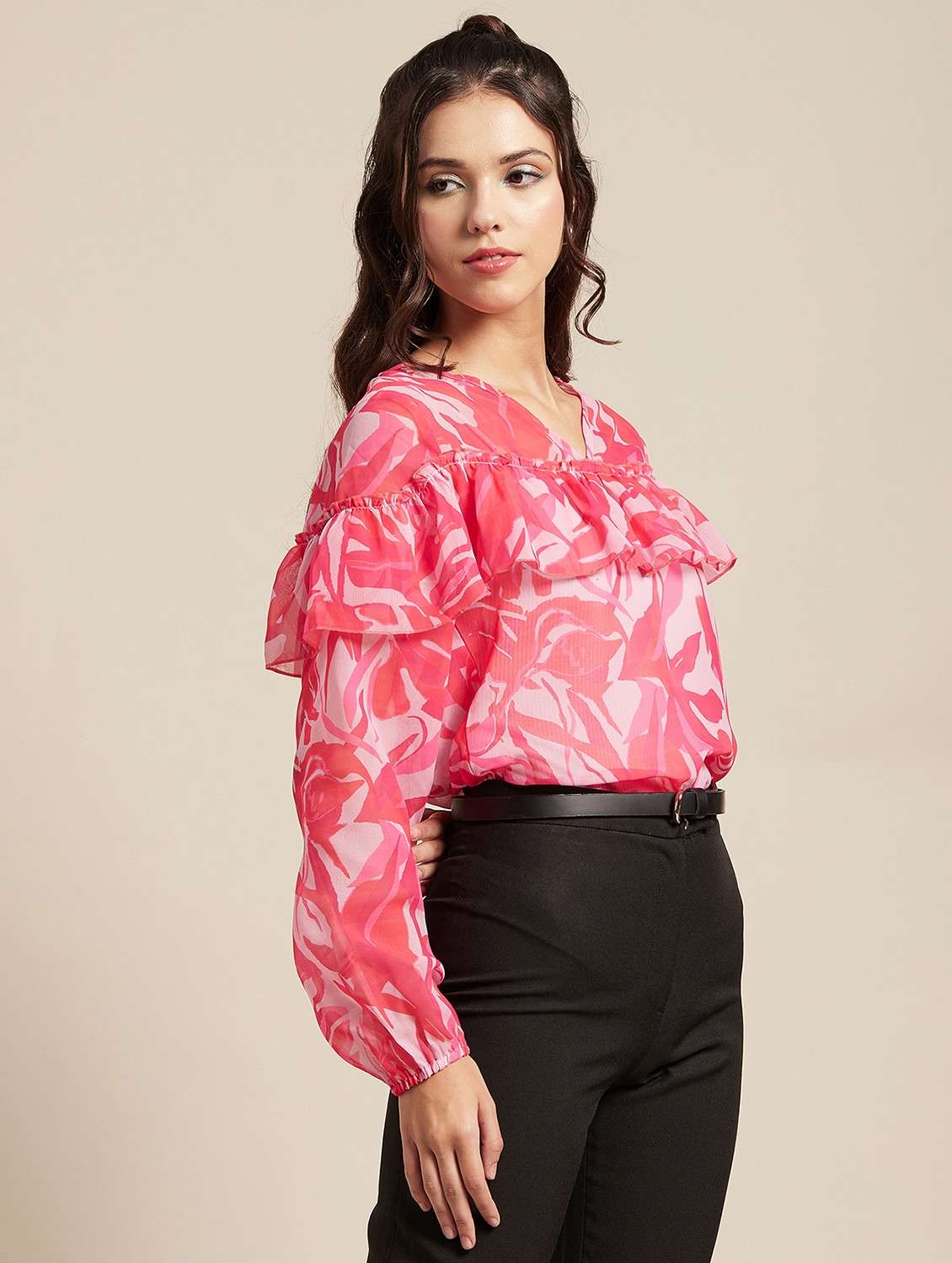 women's straight v neck top - 20189302 -  Standard Image - 2