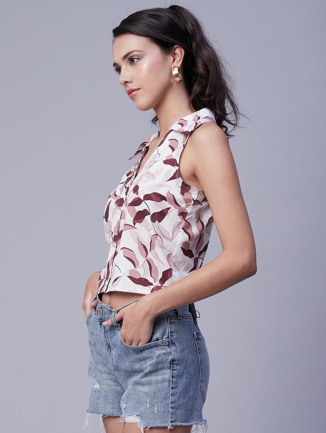 women's crop collared top - 20189305 - Standard Image - 2