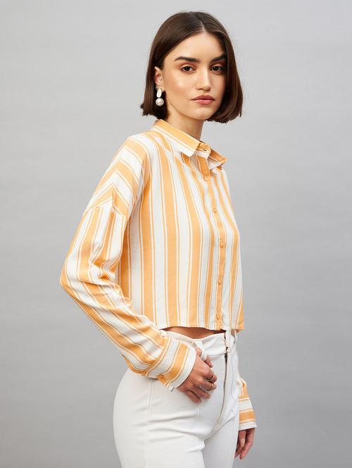 shirt collar striped crop shirt - 20189325 -  Standard Image - 0